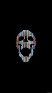 Glitch ASCII Skull Minimalist Black Background Wallpaper