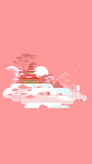 Minimalist Pink Japanese Temple Aesthetic Mobile Wallpaper