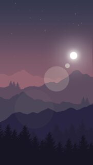 Minimalist Purple Mountain Night Sky Wallpaper with Moon and Stars
