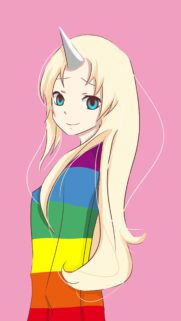 Cute Anime Unicorn Girl with Rainbow Shirt Aesthetic Wallpaper