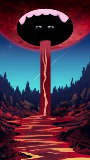 Surreal Red Moon Cosmic River Dark Fantasy Mobile Wallpaper