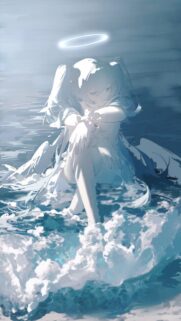 Ethereal Anime Angel Girl With Glowing Halo Wallpaper for Mobile
