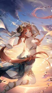 Beautiful Nilou Genshin Impact Wallpaper in Stunning Sunset Aesthetic