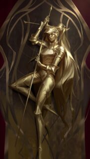 Golden Warrior Princess Art Nouveau Style Mobile Wallpaper