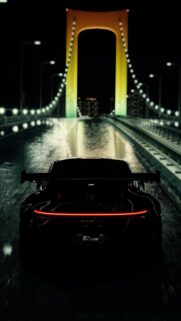 Porsche 911 GT3 RS Night Drive on Rainbow Bridge Wallpaper