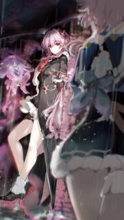 Anime Girl with Pink Hair and Magical Aura Dark Aesthetic Mobile Wallpaper