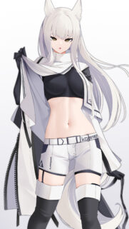 Stunning White Haired Anime Girl with Fox Ears Mobile Wallpaper