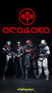 Cyberpunk 2077 Arasaka Corporation Elite Squad Vertical Mobile Wallpaper