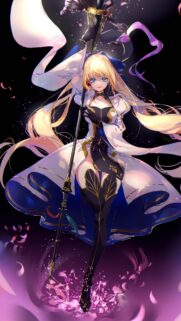 Beautiful Blonde Anime Warrior Princess with Magical Staff Wallpaper