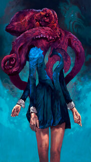 Surreal Dark Fantasy Octopus Girl Wallpaper for Mobile Screens
