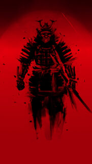 Intense Red Samurai Warrior Aesthetic Mobile Wallpaper for Smartphone
