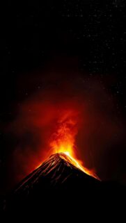 Stunning Volcanic Eruption Under Starry Night Sky Mobile Wallpaper