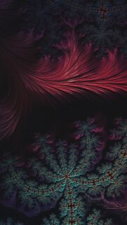 Stunning Deep Red and Teal Fractal Abstract Mobile Wallpaper
