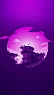 Minimalist Purple Mountain Sunset with Silhouette Deer High Quality Mobile Wallpaper