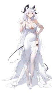 Stunning Anime Demon Girl in White Wedding Dress Wallpaper for Mobile