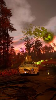 Surreal Sci-Fi Retro Car in Mysterious Alien Forest Wallpaper