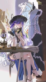 Anime Girl Fashion Designer Wallpaper in Artistic Studio Setting