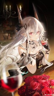 Elegant Demon Girl Drinking Wine Anime Wallpaper – High Quality Fantasy Art