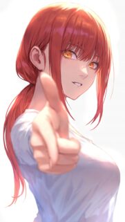 Makima Chainsaw Man Anime Girl Pointing Wallpaper for Mobile