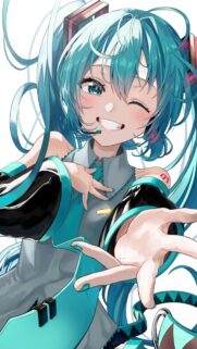 Cute Hatsune Miku Anime Girl Winking Mobile Wallpaper High Resolution