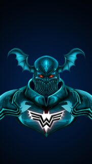 Dark Fantasy Armored Warrior with Glowing Red Eyes 4K Mobile Wallpaper