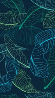 Minimalist Tropical Neon Leaf Pattern Mobile Wallpaper
