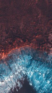 Stunning Aerial View of Fiery Red Lava and Glacial Ice Earth Abstract Wallpaper