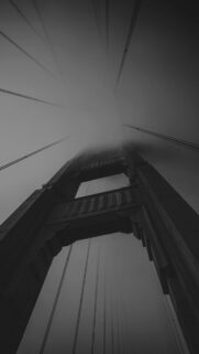 Minimalist Black and White Golden Gate Bridge Foggy Tower Mobile Wallpaper