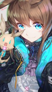 Amiya Arknights Anime Girl with Cute Mascot Wallpaper 4K