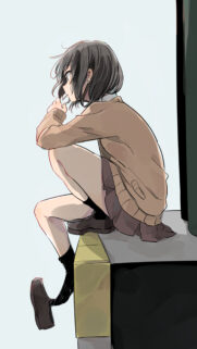 Sad Anime Girl Sitting Alone Wallpaper Aesthetic High Quality Mobile Background