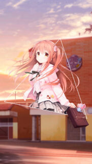 Cute Anime Girl with Pink Hair School Uniform Wallpaper for Mobile