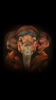 Mystical Baby Elephant Portrait Artistic Oil Painting Mobile Wallpaper