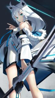 Shirakami Fubuki Hololive Anime Girl With Cybernetic Sword Wallpaper