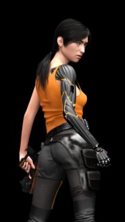 Cybernetic Assassin Female Warrior Digital Art Wallpaper for Mobile