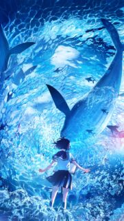 Anime Girl With Whales Underwater Fantasy Aesthetic Wallpaper