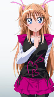 Cute Anime Girl with Twin Tails Making Shushing Gesture Wallpaper for Mobile