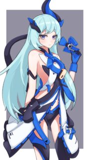Stunning Anime Girl with Cybernetic Blue Aesthetic Mobile Wallpaper