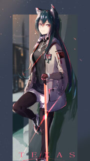 Arknights Texas Anime Girl With Glowing Blade Mobile Wallpaper