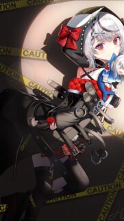 Anime Girl with Caution Tape Aesthetics High-Resolution Mobile Wallpaper