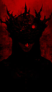 Dark Gothic Queen with Spiky Crown Wallpaper in Deep Crimson Red