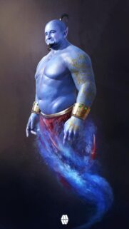 Blue Genie Fantasy Character Digital Art Mobile Wallpaper