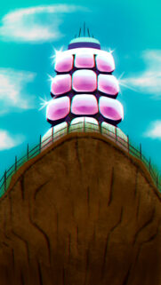 Futuristic Glowing Crystal Tower on Cliffside Mobile Wallpaper