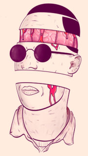 Surreal Abstract Brain Illustration with Melting Head Effect Mobile Wallpaper