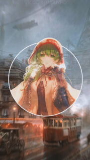 Anime Girl in Red Hood Mobile Wallpaper Aesthetic Portrait