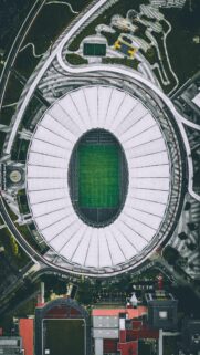 Stunning Aerial View of Modern Sports Stadium Wallpaper