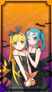 Monogatari Series Shinobu and Yotsugi Happy Halloween Wallpaper