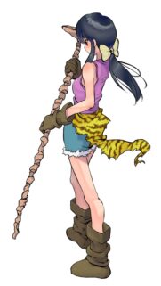 Anime Girl Warrior Holding a Staff Wallpaper for Mobile Devices