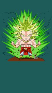 Chibi Legendary Super Saiyan Broly Green Aura Power Mobile Wallpaper