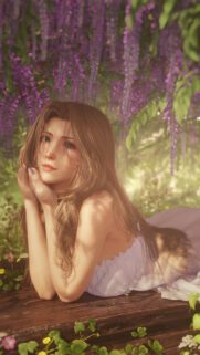 Beautiful Anime Girl Under Wisteria Flowers Aesthetic Wallpaper