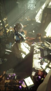 Violet Evergarden Anime Wallpaper in Dusty Library Study – High Quality Desktop Background